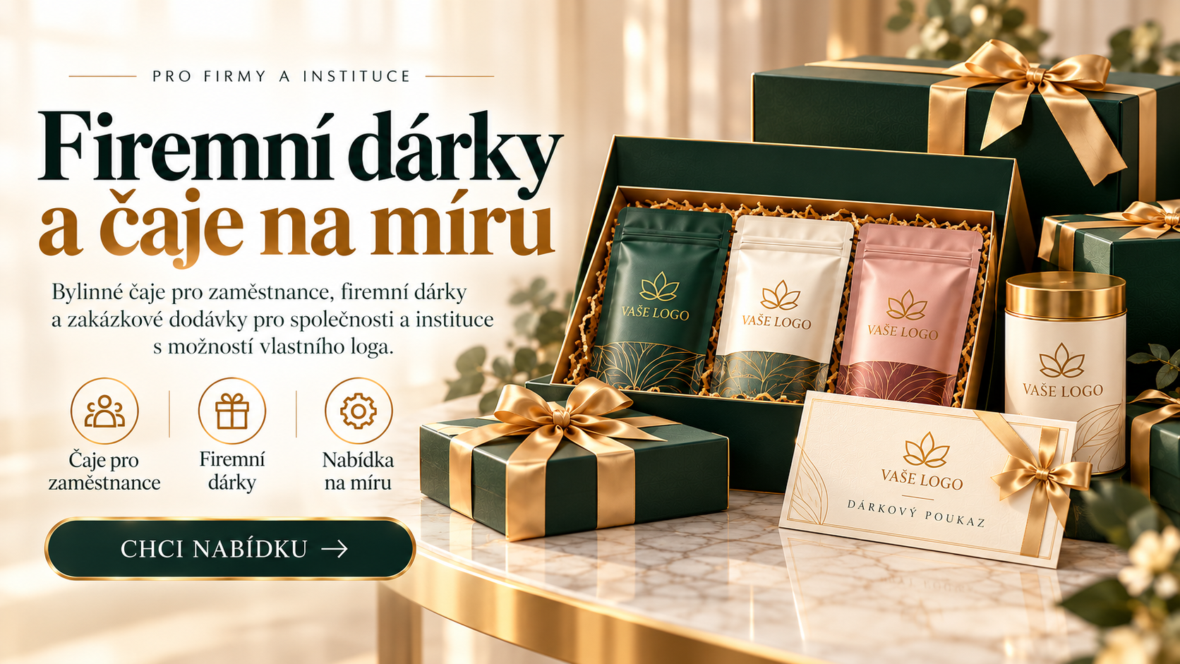 Firemní dárky a čaje na míru – možnost vlastního loga